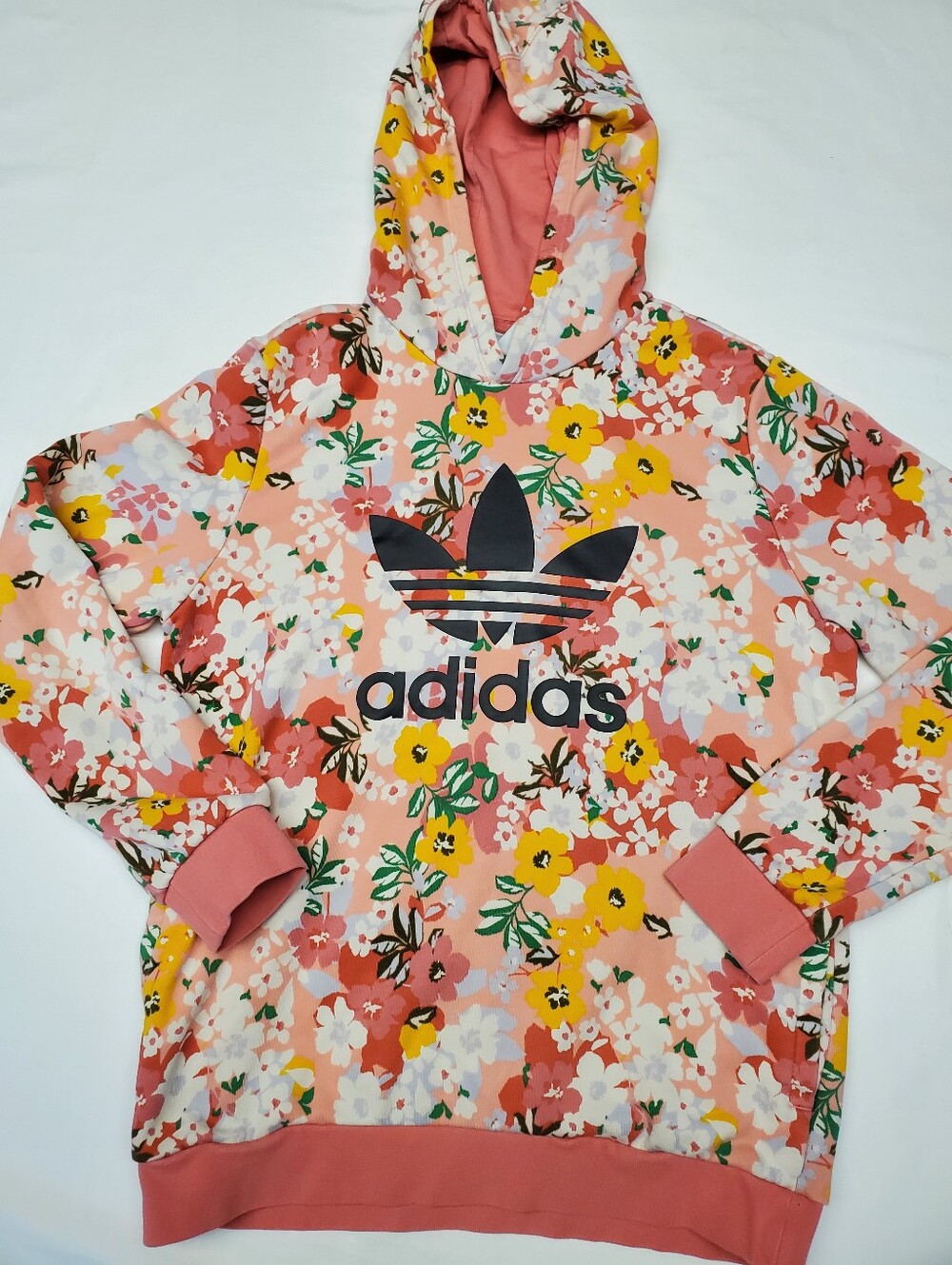 Adidas Originals Her Studio London Floral Hoodie Pink Yellow Trefoil Sweatshirt